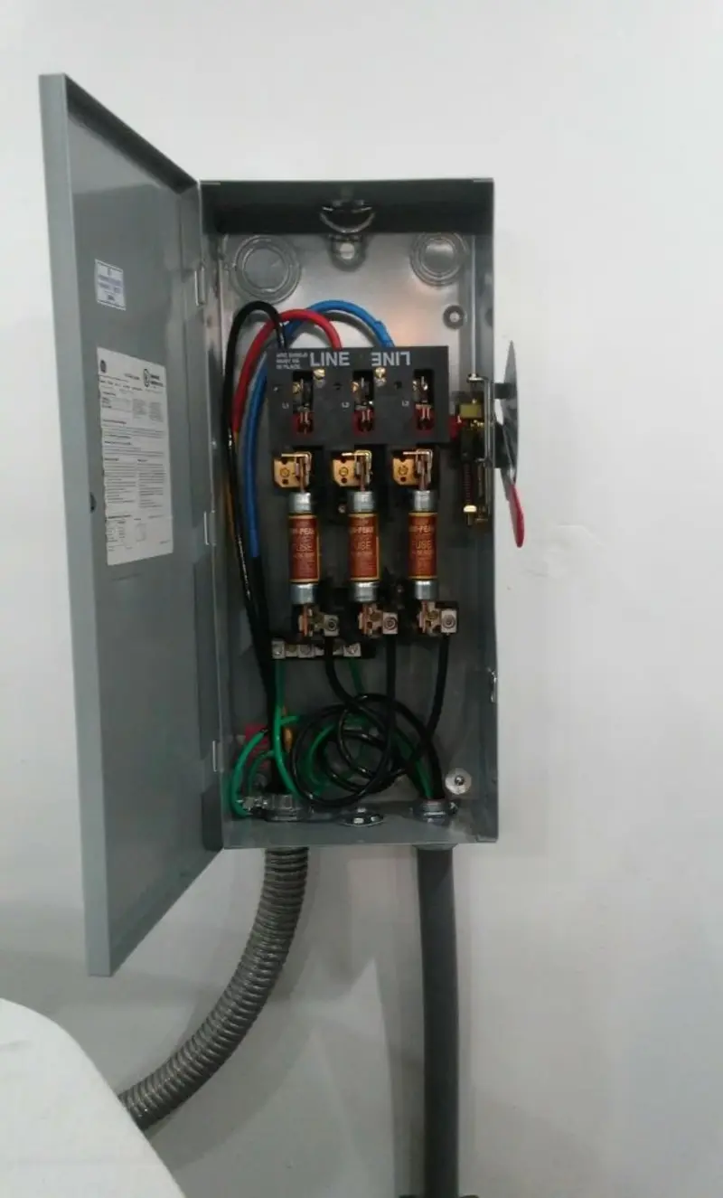 Three-phase disconnect switch installed for Electrical Wiring & Rewiring in West Springfield Town